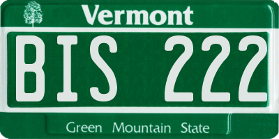 VT license plate BIS222