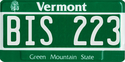 VT license plate BIS223