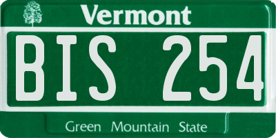 VT license plate BIS254