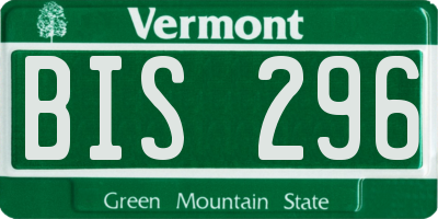 VT license plate BIS296