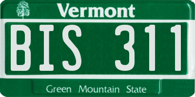 VT license plate BIS311