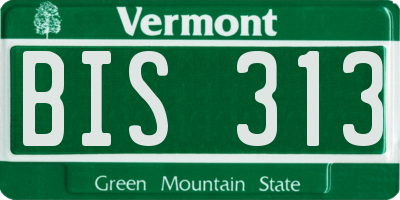 VT license plate BIS313