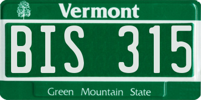 VT license plate BIS315