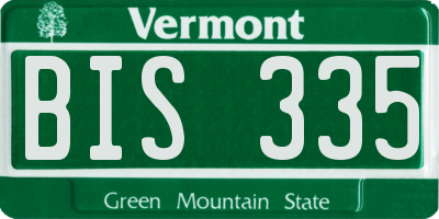 VT license plate BIS335