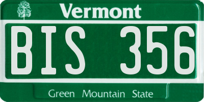 VT license plate BIS356