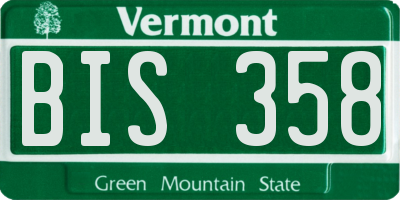 VT license plate BIS358