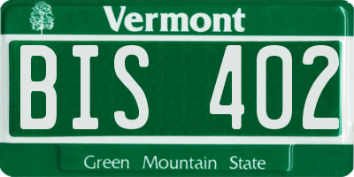 VT license plate BIS402