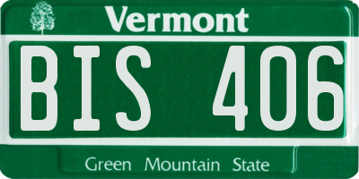 VT license plate BIS406