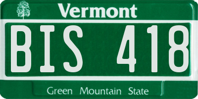 VT license plate BIS418