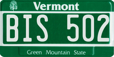 VT license plate BIS502