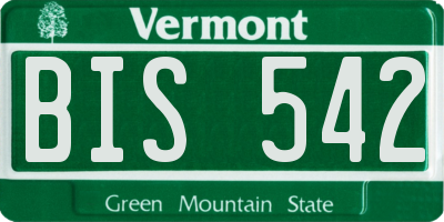 VT license plate BIS542