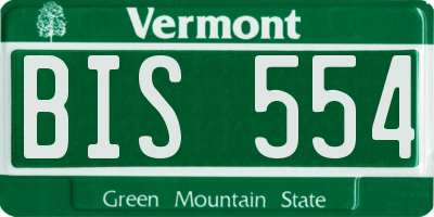 VT license plate BIS554