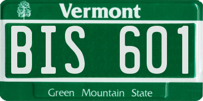 VT license plate BIS601