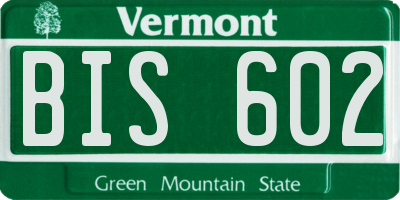 VT license plate BIS602