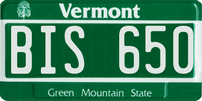 VT license plate BIS650