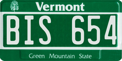 VT license plate BIS654