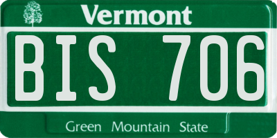 VT license plate BIS706