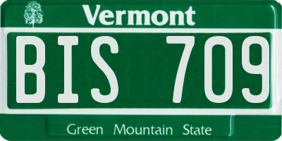 VT license plate BIS709