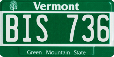 VT license plate BIS736