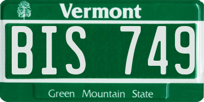 VT license plate BIS749