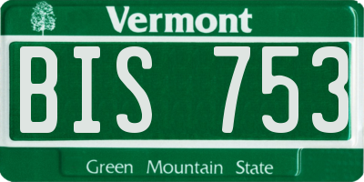 VT license plate BIS753