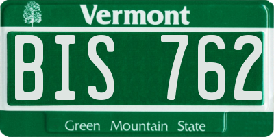 VT license plate BIS762