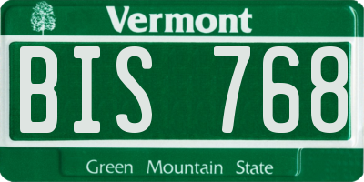 VT license plate BIS768