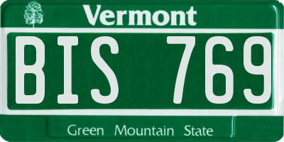 VT license plate BIS769