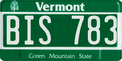 VT license plate BIS783