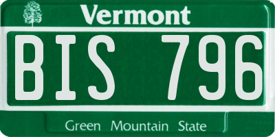 VT license plate BIS796