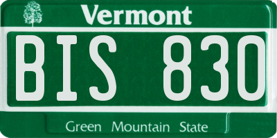 VT license plate BIS830