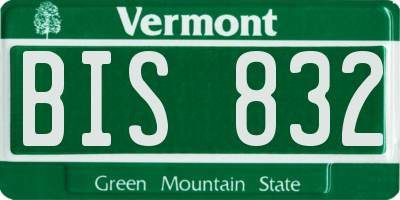 VT license plate BIS832