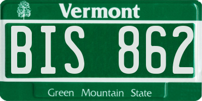 VT license plate BIS862