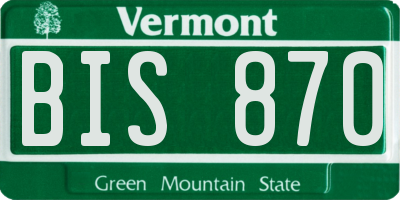 VT license plate BIS870