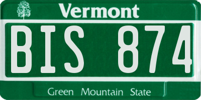 VT license plate BIS874