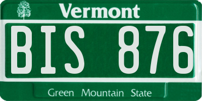 VT license plate BIS876