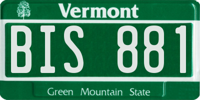 VT license plate BIS881