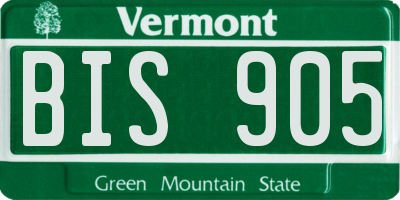 VT license plate BIS905