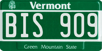 VT license plate BIS909