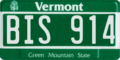 VT license plate BIS914