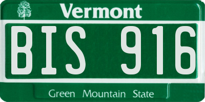 VT license plate BIS916