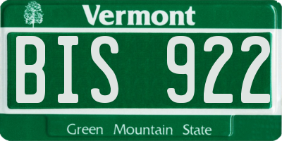 VT license plate BIS922