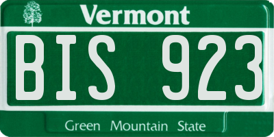 VT license plate BIS923