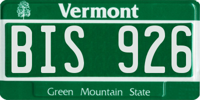 VT license plate BIS926
