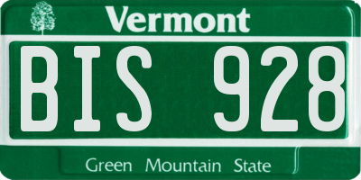 VT license plate BIS928