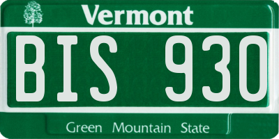 VT license plate BIS930