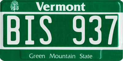 VT license plate BIS937