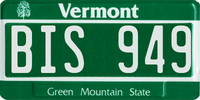 VT license plate BIS949