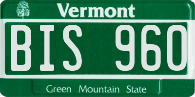VT license plate BIS960