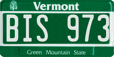 VT license plate BIS973